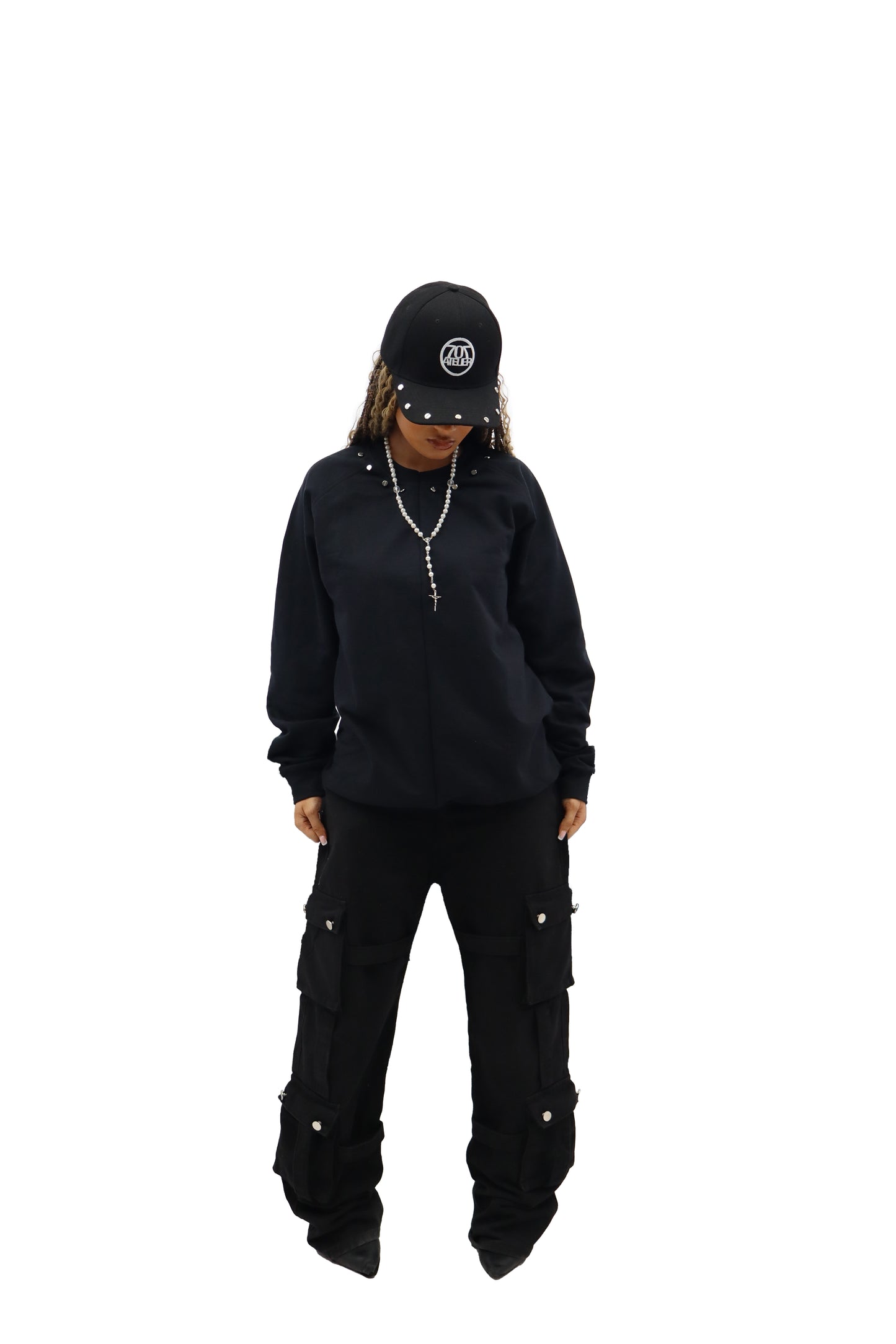Split Screw-Studded Oversized Sweater